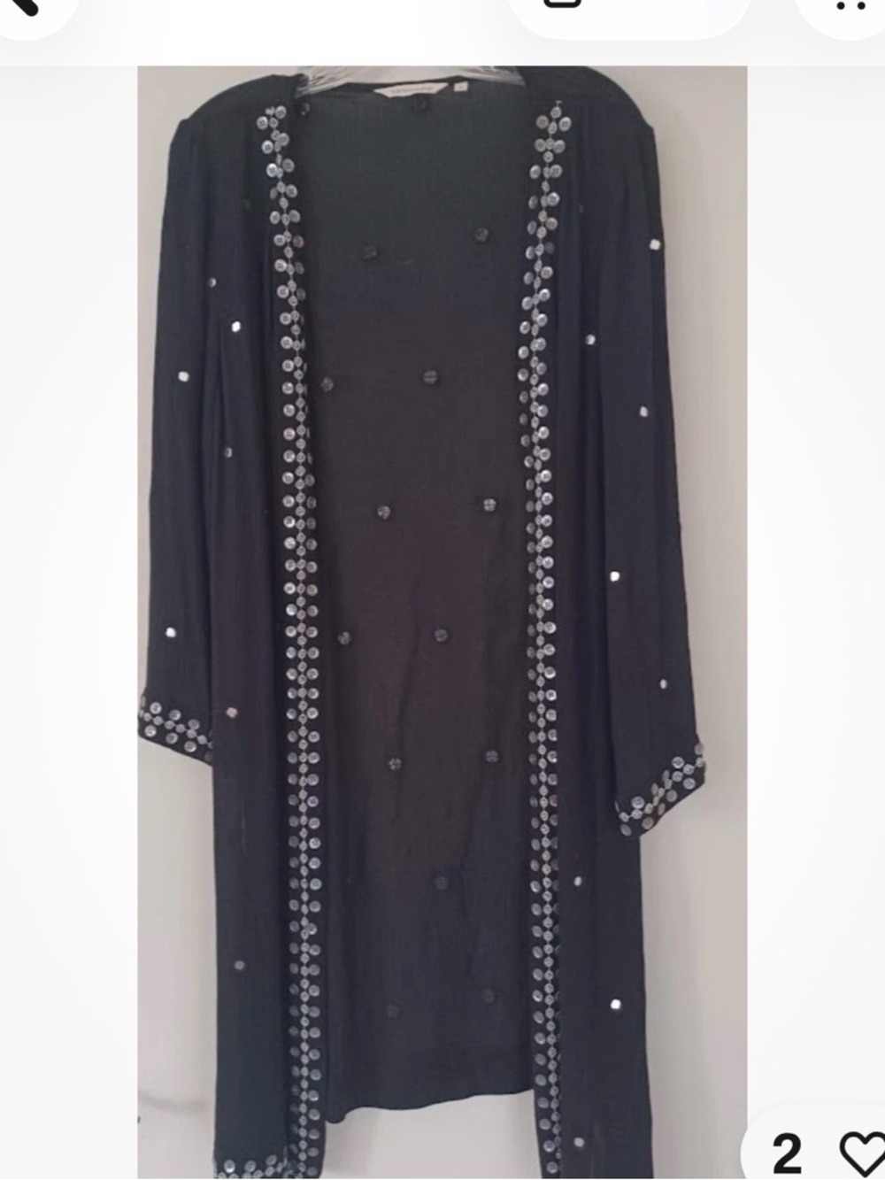 Soft Surroundings Black Sequin-Trim Open Front Wrap